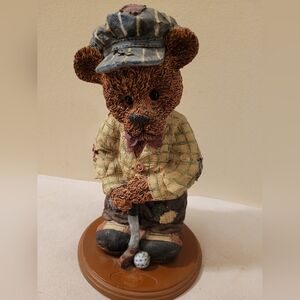 Vintage Teddy Bear Saving Coin Bank Golf Ball Figurine Resin Sculpture